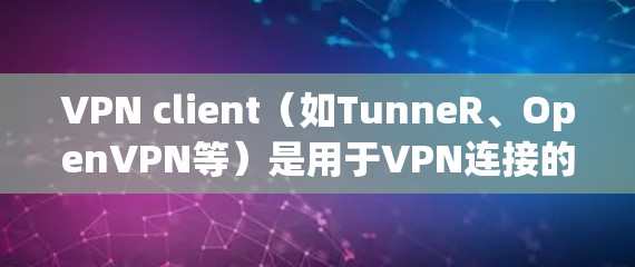 VPN client（如TunneR、OpenVPN等）是用于VPN连接的工具，用户可以根据需要选择不同的协议进行连接。以下是几种常用的VPN下载网站，供用户选择